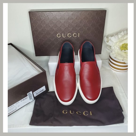 Gucci Shoes - Gucci Red Leather Sneakers Shoes Size 6.5